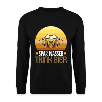 Spar wasser trink Bier - Unisex Pullover - Schwarz - Vorne - Alina (178cm) & Michal (187cm)