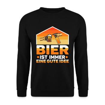 Bier ist immer eine gute idee - Unisex Pullover - Schwarz - Vorne - Alina (178cm) & Michal (187cm)