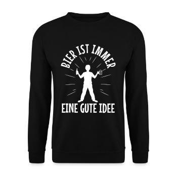 Bier ist immer eine gute idee - Unisex Pullover - Schwarz - Vorne - Alina (178cm) & Michal (187cm)