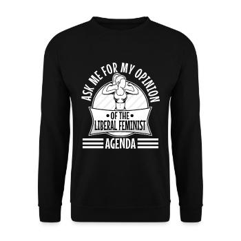 Ask me about my liberal feminist agenda - Unisex Sweatshirt - black - Front - Alina (178cm) & Michal (187cm)