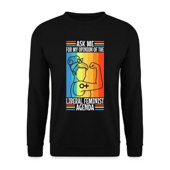 Ask me about my liberal feminist agenda - Unisex Sweatshirt - black - Front - Alina (178cm) & Michal (187cm)