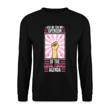 Ask me about my liberal feminist agenda - Unisex Sweatshirt - black - Front - Alina (178cm) & Michal (187cm)