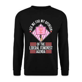 Ask me about my liberal feminist agenda - Unisex Sweatshirt - black - Front - Alina (178cm) & Michal (187cm)