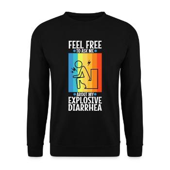 Ask me about my explosive diarrhea - Unisex Pullover - Schwarz - Vorne - Alina (178cm) & Michal (187cm)