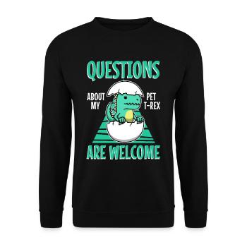 Posez-moi des questions sur mon trex - Sweat-shirt Unisexe - noir - Devant - Alina (178cm) & Michal (187cm)