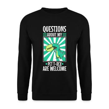 Posez-moi des questions sur mon trex - Sweat-shirt Unisexe - noir - Devant - Alina (178cm) & Michal (187cm)