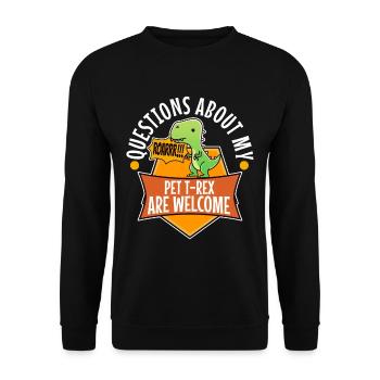Posez-moi des questions sur mon trex - Sweat-shirt Unisexe - noir - Devant - Alina (178cm) & Michal (187cm)