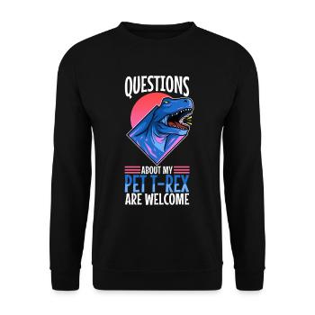Posez-moi des questions sur mon trex - Sweat-shirt Unisexe - noir - Devant - Alina (178cm) & Michal (187cm)