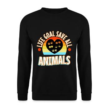 Objectif de vie sauver tous les animaux - Sweat-shirt Unisexe - noir - Devant - Alina (178cm) & Michal (187cm)