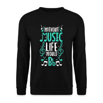 Without music life would b flat - Unisex Pullover - Schwarz - Vorne - Alina (178cm) & Michal (187cm)