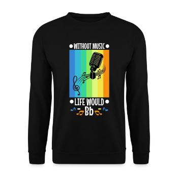 Without music life would b flat - Unisex Pullover - Schwarz - Vorne - Alina (178cm) & Michal (187cm)