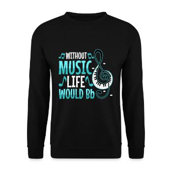Without music life would b flat - Unisex Pullover - Schwarz - Vorne - Alina (178cm) & Michal (187cm)