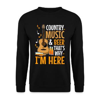 Country music and beer thats why im here - Unisex Pullover - Schwarz - Vorne - Alina (178cm) & Michal (187cm)