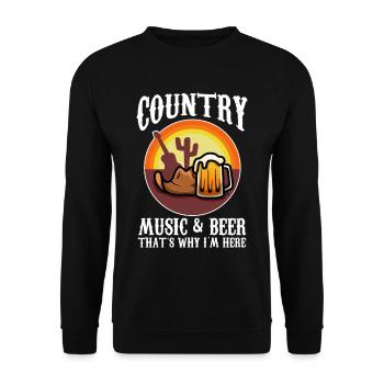 Country music and beer thats why im here - Unisex Pullover - Schwarz - Vorne - Alina (178cm) & Michal (187cm)