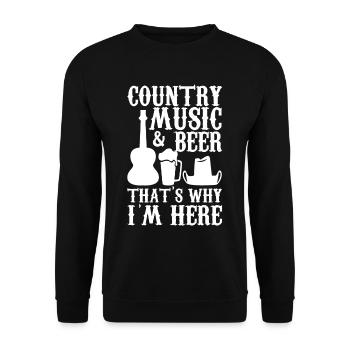 Country music and beer thats why im here - Unisex Pullover - Schwarz - Vorne - Alina (178cm) & Michal (187cm)