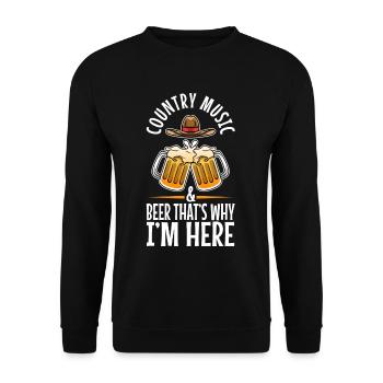 Country music and beer thats why im here - Unisex Pullover - Schwarz - Vorne - Alina (178cm) & Michal (187cm)