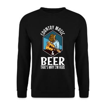 Country music and beer thats why im here - Unisex Pullover - Schwarz - Vorne - Alina (178cm) & Michal (187cm)