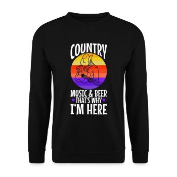 Country music and beer thats why im here - Unisex Pullover - Schwarz - Vorne - Alina (178cm) & Michal (187cm)