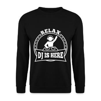 Relax the DJ is here - Unisex Sweatshirt - black - Front - Alina (178cm) & Michal (187cm)