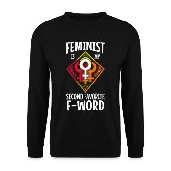 Feminist is my second favorite f word - Unisex Sweatshirt - black - Front - Alina (178cm) & Michal (187cm)