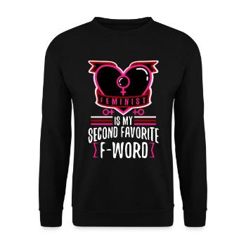 Feminist is my second favorite f word - Unisex Sweatshirt - black - Front - Alina (178cm) & Michal (187cm)