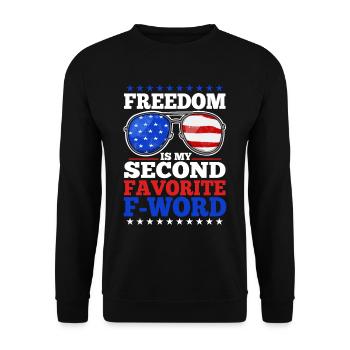 Freedom is my second favorite f word - Unisex Sweatshirt - black - Front - Alina (178cm) & Michal (187cm)