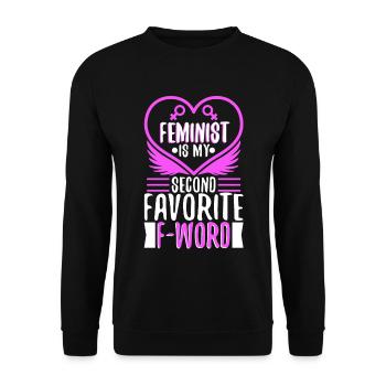 Feminist is my second favorite f word - Unisex Sweatshirt - black - Front - Alina (178cm) & Michal (187cm)