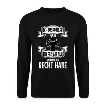 Ich diskutiere nicht ich erkläre nur warum ich - Unisex Pullover - Schwarz - Vorne - Alina (178cm) & Michal (187cm)