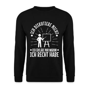 Ich diskutiere nicht ich erkläre nur warum ich - Unisex Pullover - Schwarz - Vorne - Alina (178cm) & Michal (187cm)
