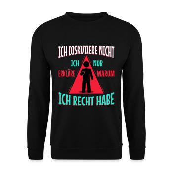 Ich diskutiere nicht ich erkläre nur warum ich - Unisex Pullover - Schwarz - Vorne - Alina (178cm) & Michal (187cm)
