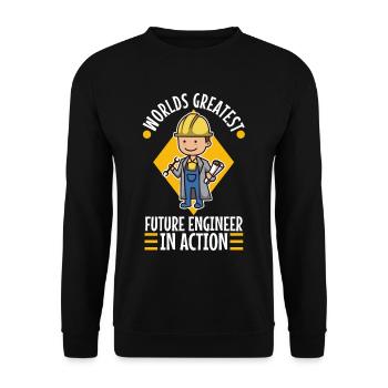 World greatest future engineer in action - Unisex Pullover - Schwarz - Vorne - Alina (178cm) & Michal (187cm)