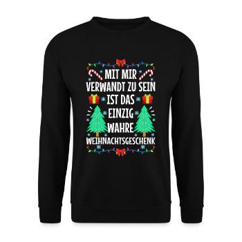 Mit mir verwandt zu sein ist das einzig wahre - Unisex Pullover - Schwarz - Vorne - Alina (178cm) & Michal (187cm)