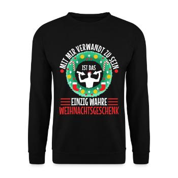 Mit mir verwandt zu sein ist das einzig wahre - Unisex Pullover - Schwarz - Vorne - Alina (178cm) & Michal (187cm)