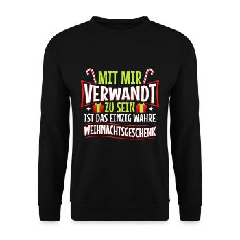 Mit mir verwandt zu sein ist das einzig wahre - Unisex Pullover - Schwarz - Vorne - Alina (178cm) & Michal (187cm)