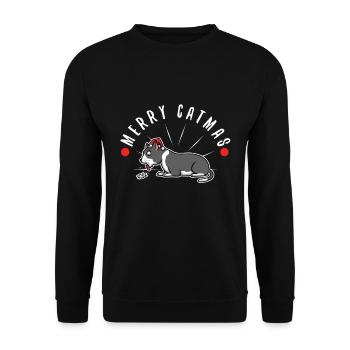Merry catmas - Unisex Sweatshirt - black - Front - Alina (178cm) & Michal (187cm)