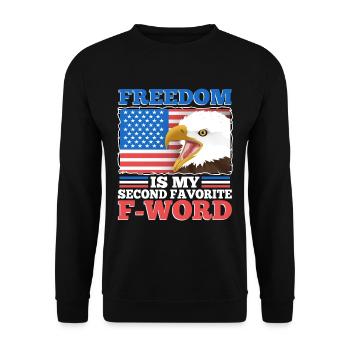 Freedom is my second favorite f word - Unisex Sweatshirt - black - Front - Alina (178cm) & Michal (187cm)