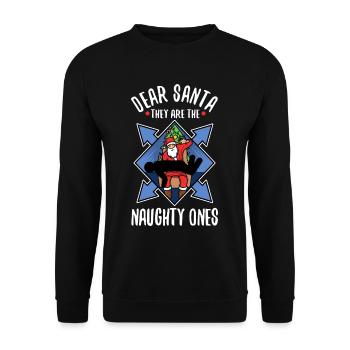 Dear santa they are the naughty ones - Unisex Sweatshirt - black - Front - Alina (178cm) & Michal (187cm)
