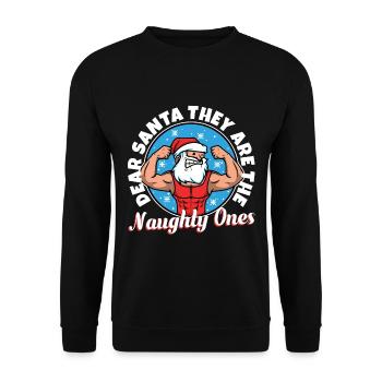 Dear santa they are the naughty ones - Unisex Sweatshirt - black - Front - Alina (178cm) & Michal (187cm)