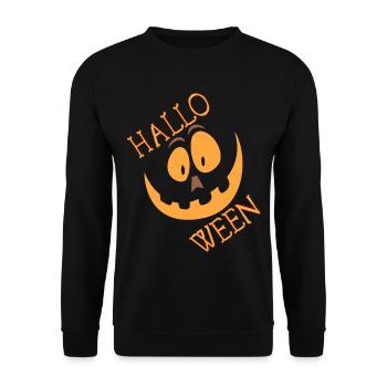 Hallwoeen pumpkin face creepy - Unisex Sweatshirt - black - Front - Alina (178cm) & Michal (187cm)