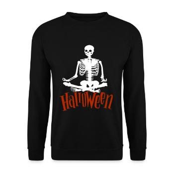 Skelett Knochen - Halloween - Unisex Pullover - Schwarz - Vorne - Alina (178cm) & Michal (187cm)