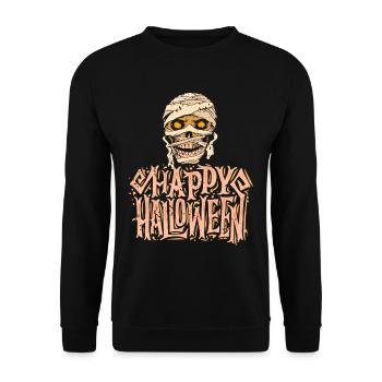Happy Halloween Mumie Skelett - Unisex Pullover - Schwarz - Vorne - Alina (178cm) & Michal (187cm)