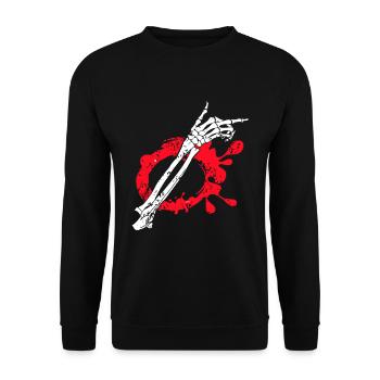 Halloween Skelett hand Knochen - Unisex Pullover - Schwarz - Vorne - Alina (178cm) & Michal (187cm)