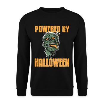 Powered by Halloween - Unisex Pullover - Schwarz - Vorne - Alina (178cm) & Michal (187cm)