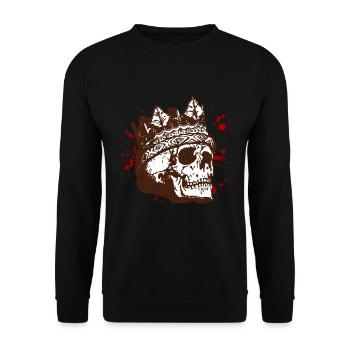 Halloween Knochen Totenkopf König Blut - Unisex Pullover - Schwarz - Vorne - Alina (178cm) & Michal (187cm)