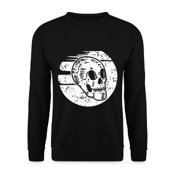 Skelett knochen Totenkopf Halloween - Unisex Pullover - Schwarz - Vorne - Alina (178cm) & Michal (187cm)