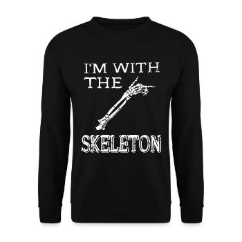 Halloween - Im with the Skeleton - Unisex Pullover - Schwarz - Vorne - Alina (178cm) & Michal (187cm)