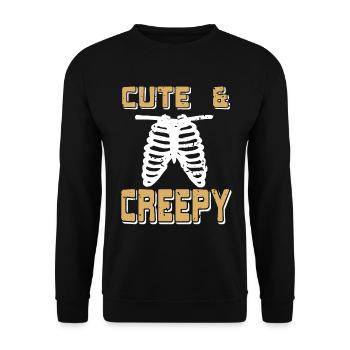 Halloween - Cute & Creepy - Unisex Pullover - Schwarz - Vorne - Alina (178cm) & Michal (187cm)