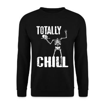 Halloween Skelett - Totally Chill - Unisex Pullover - Schwarz - Vorne - Alina (178cm) & Michal (187cm)