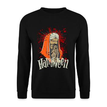 Nonne Skelett Betet - Halloween - Unisex Pullover - Schwarz - Vorne - Alina (178cm) & Michal (187cm)