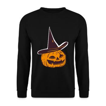 Halloween Pumpkin Witch - Unisex Sweatshirt - black - Front - Alina (178cm) & Michal (187cm)
